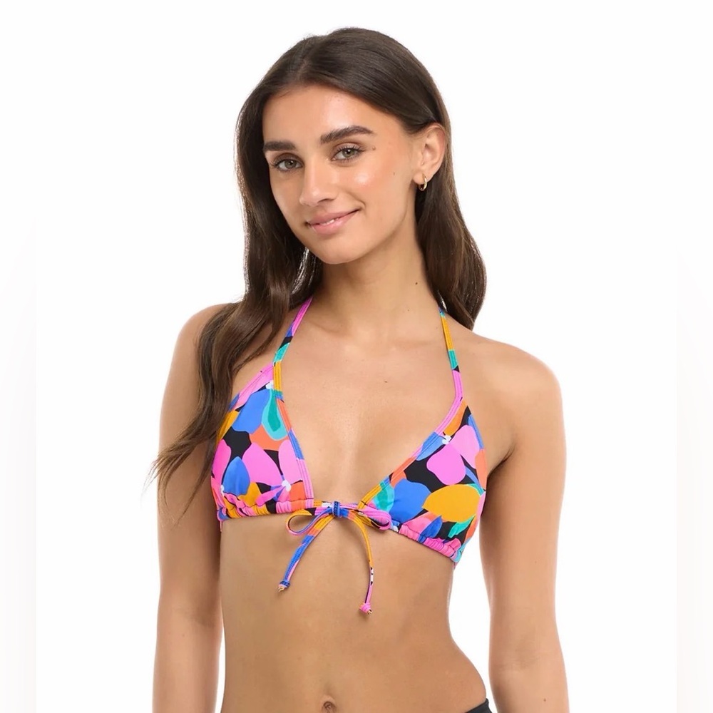 Eidon Kali Slider Multicolored Bright Floral Triangle String Bikini Top Med.NWT - Picture 5 of 6